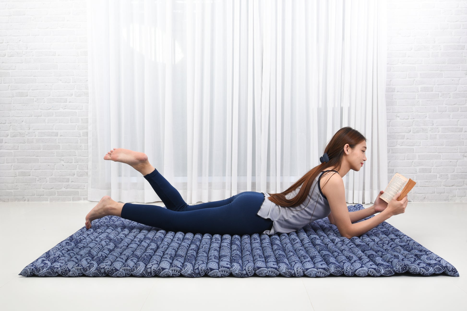 Kapok Roll-Up Mattress – Foldable Sleeping & Relax Mat with Cotton Cover for Home & Outdoor Use, Cbt1 - Blue, XL: 190x145 cm