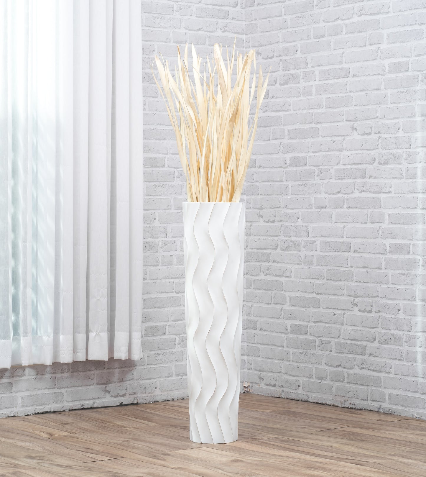 Large Mango Wood Floor Vase – Handcrafted Decorative Highlight from Thailand, 65 cm