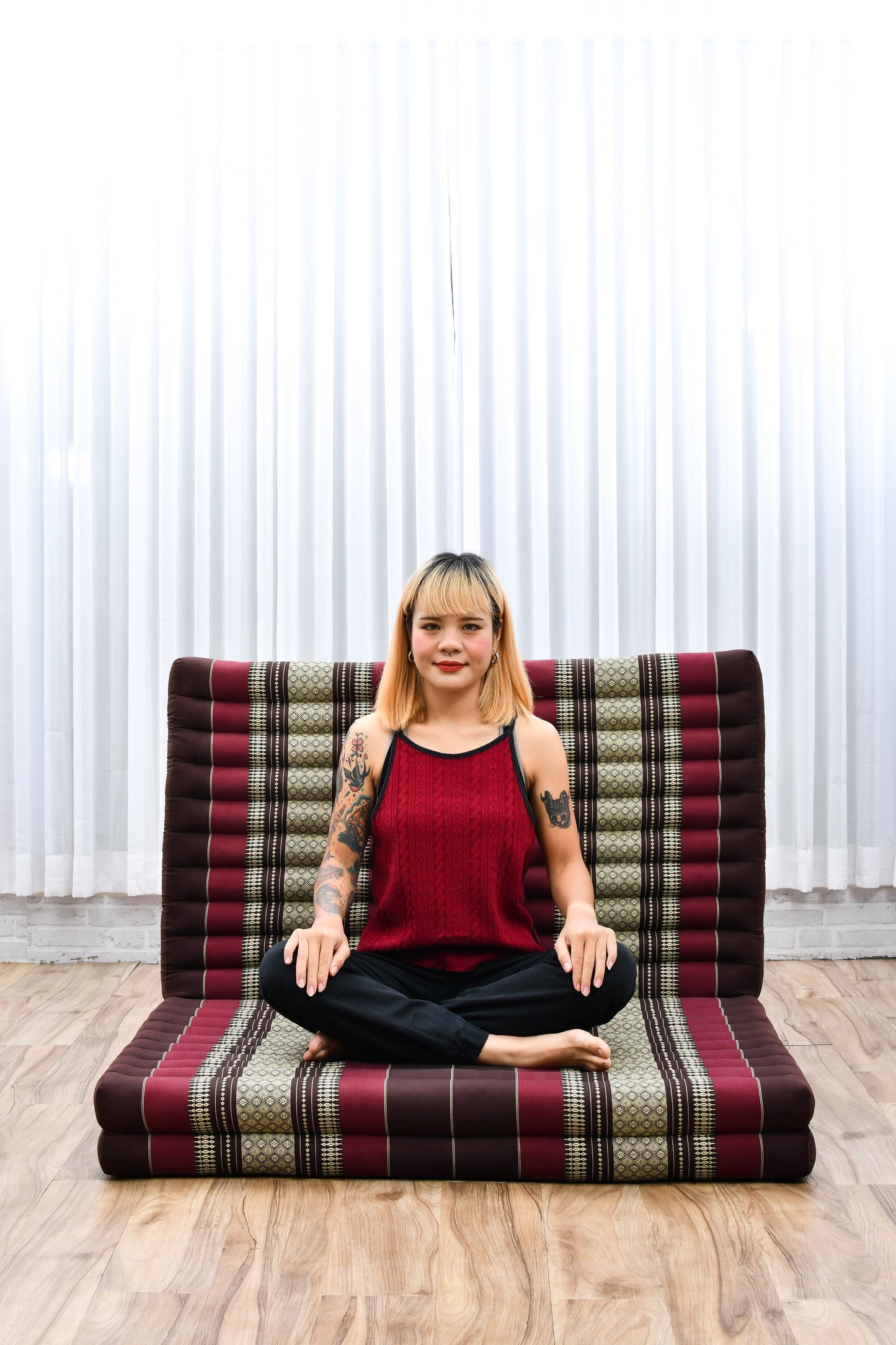 Kapok Folding Mattress – Thick Cotton Padded Guest Bed for Home, Sleeping & Mindfulness Corner, Sf19 - Red, Brown, L: 200x100 cm