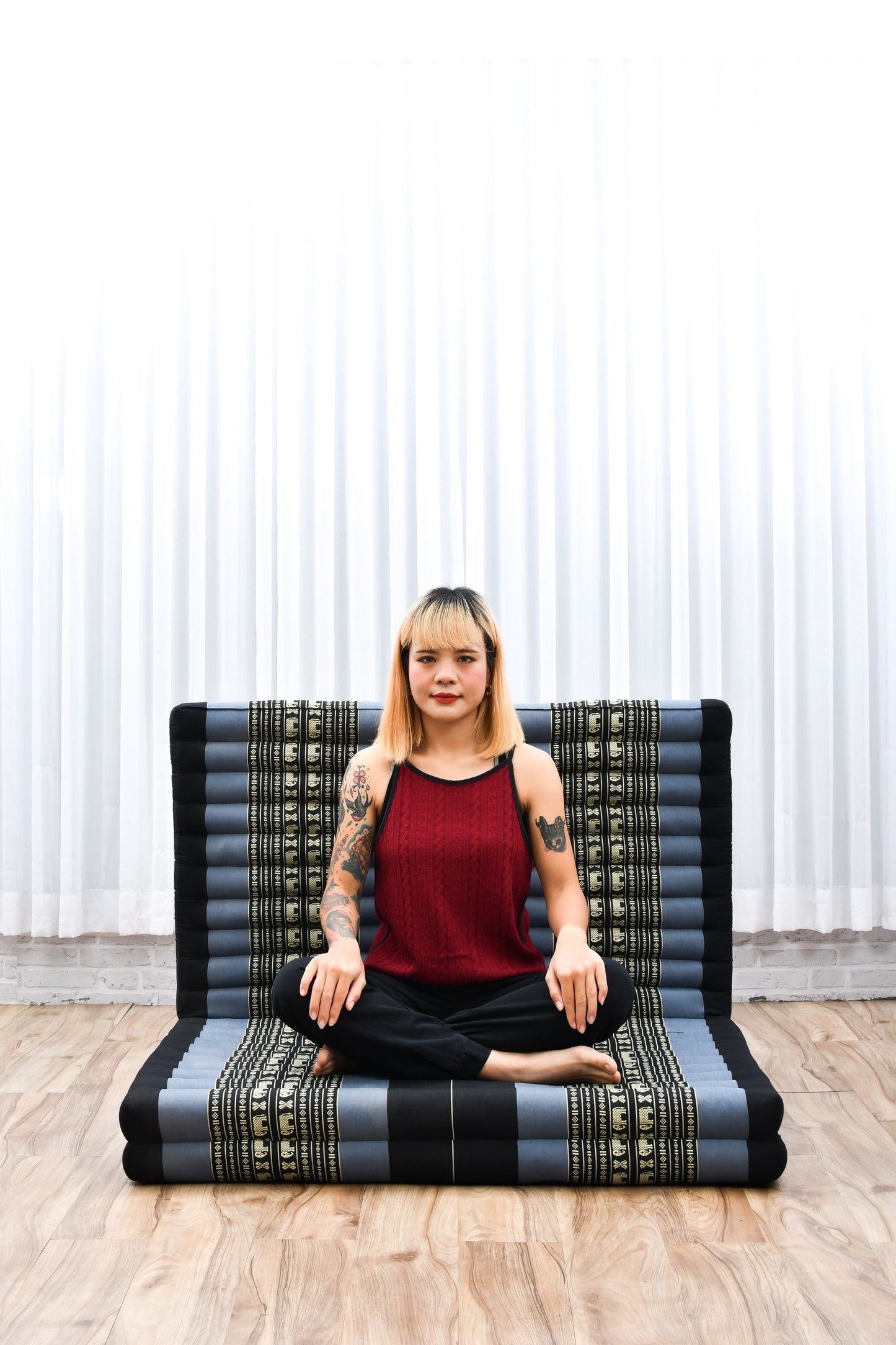 Kapok Folding Mattress – Thick Cotton Padded Guest Bed for Home, Sleeping & Mindfulness Corner, Sf15 - Blue, L: 200x100 cm