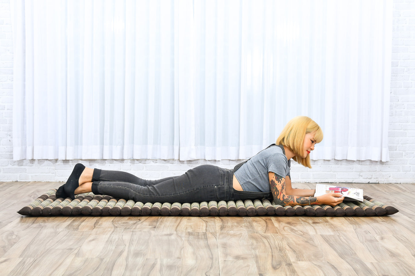 Kapok Roll-Up Mattress – Foldable Sleeping & Relax Mat with Cotton Cover for Home & Outdoor Use, Sf10 - Brown, M: 190x70 cm