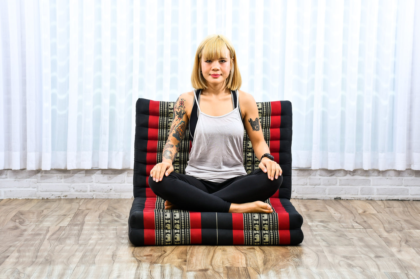 Kapok Folding Mattress – Thick Cotton Padded Guest Bed for Home, Sleeping & Mindfulness Corner, Sf13 - Red, Black, M: 200x70 cm