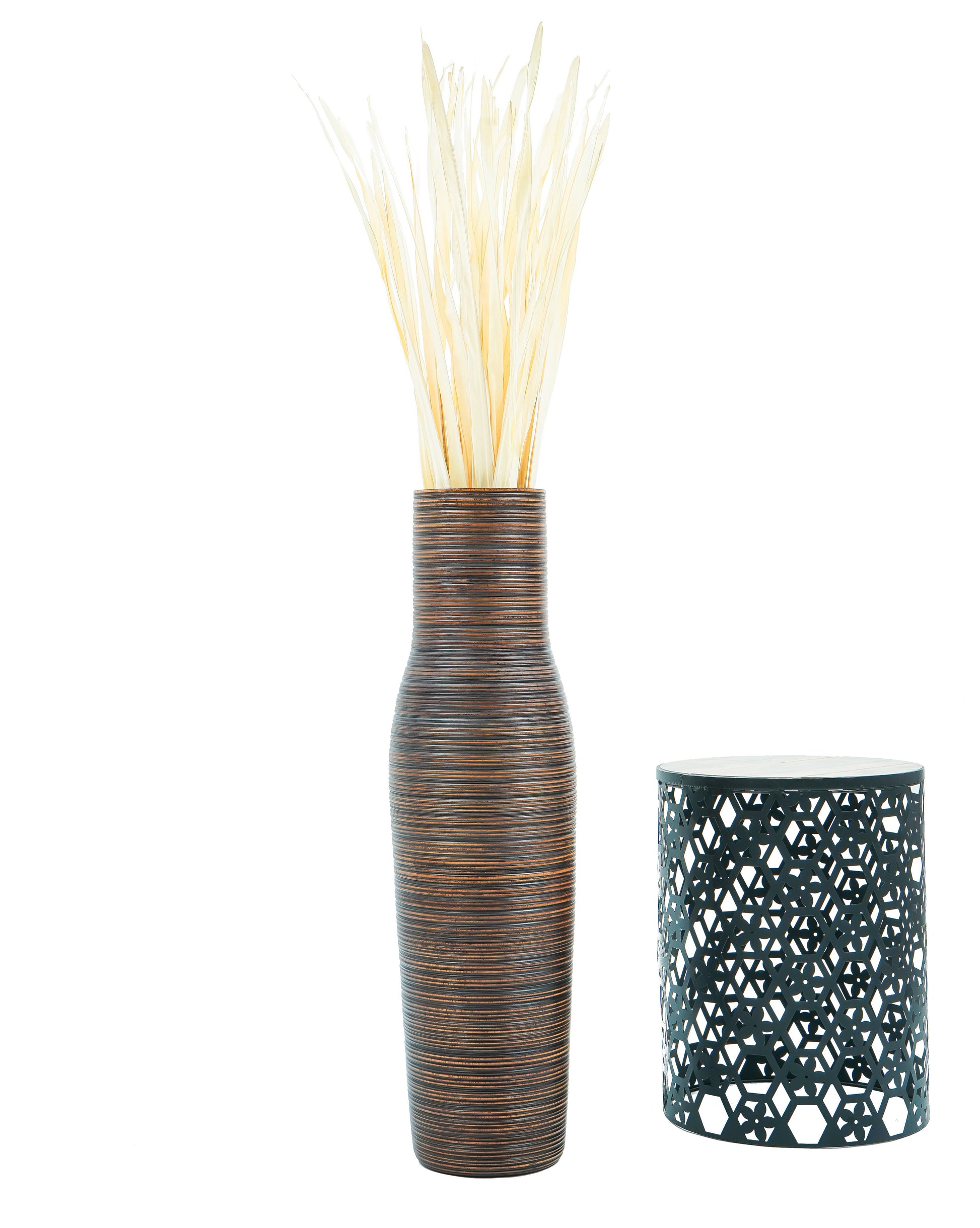 Large Mango Wood Floor Vase – Handcrafted Decorative Highlight from Thailand, 85 cm