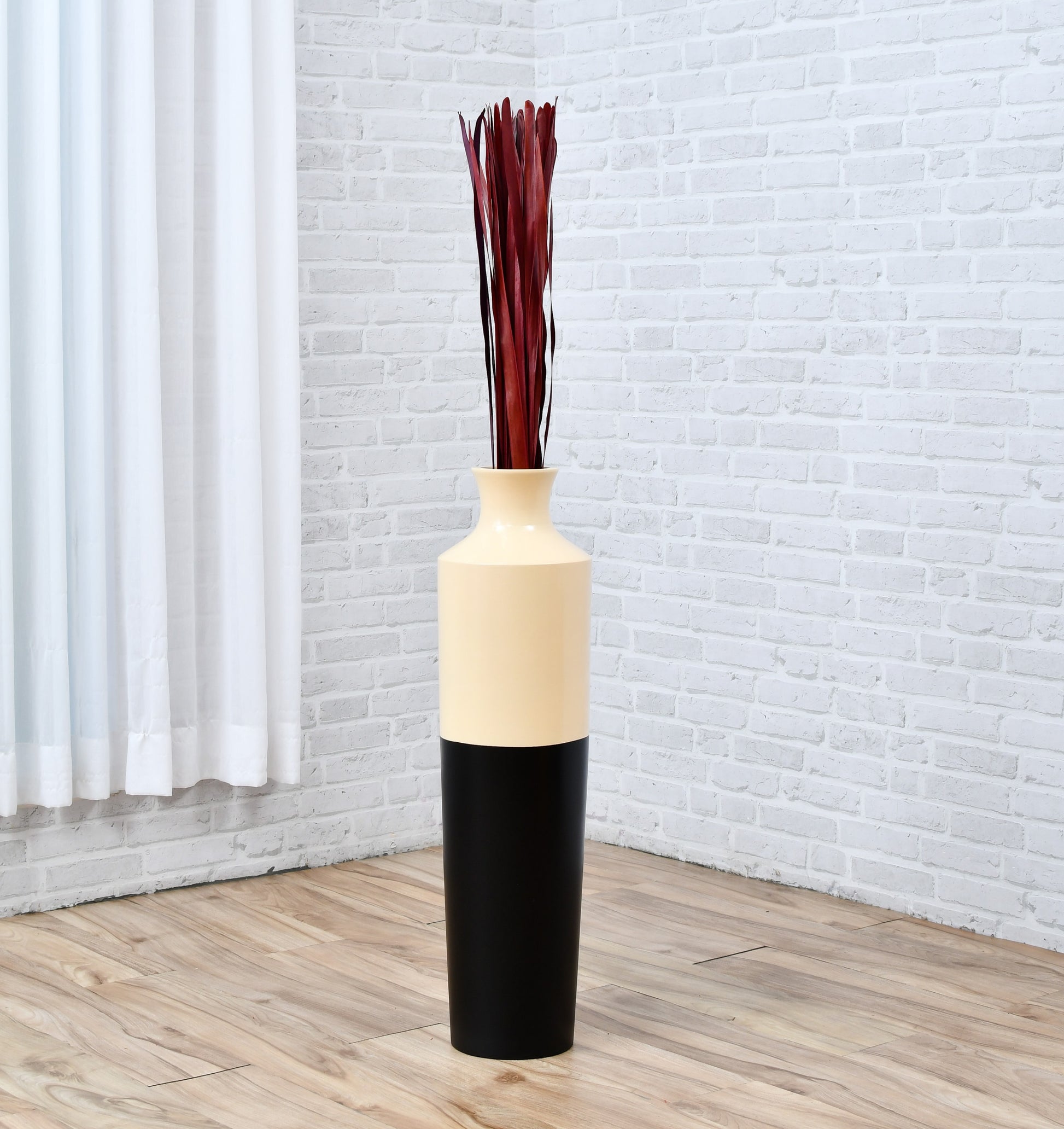 2-Pack Rattan Sticks for Floor Vases – Natural Decorative Twigs ( 8 per Bundle), bordeaux, Palm Leaf