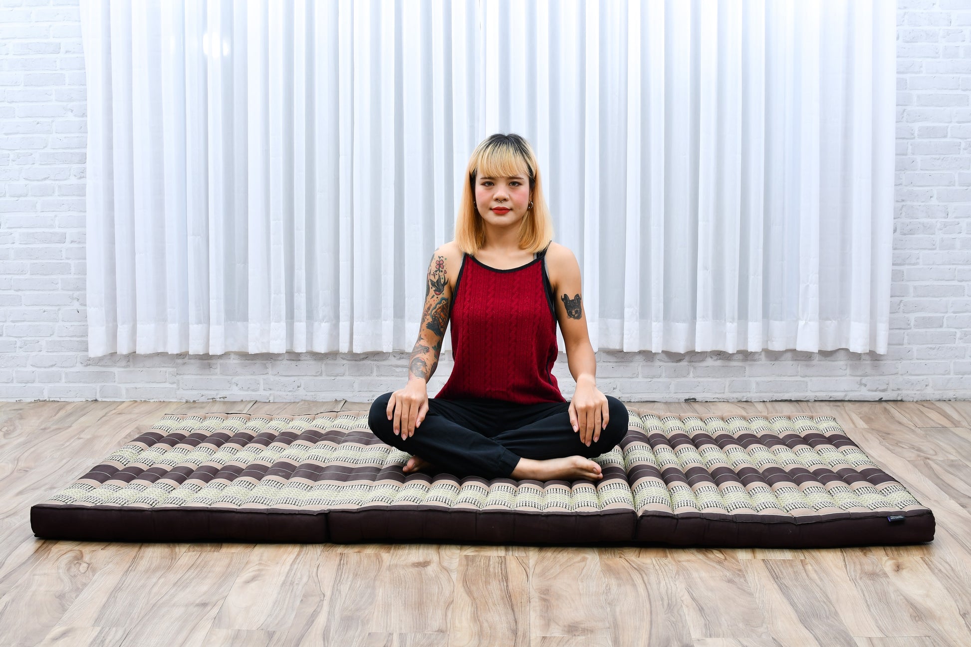 Kapok Folding Mattress – Thick Cotton Padded Guest Bed for Home, Sleeping & Mindfulness Corner, Sf10 - Brown, L: 200x100 cm