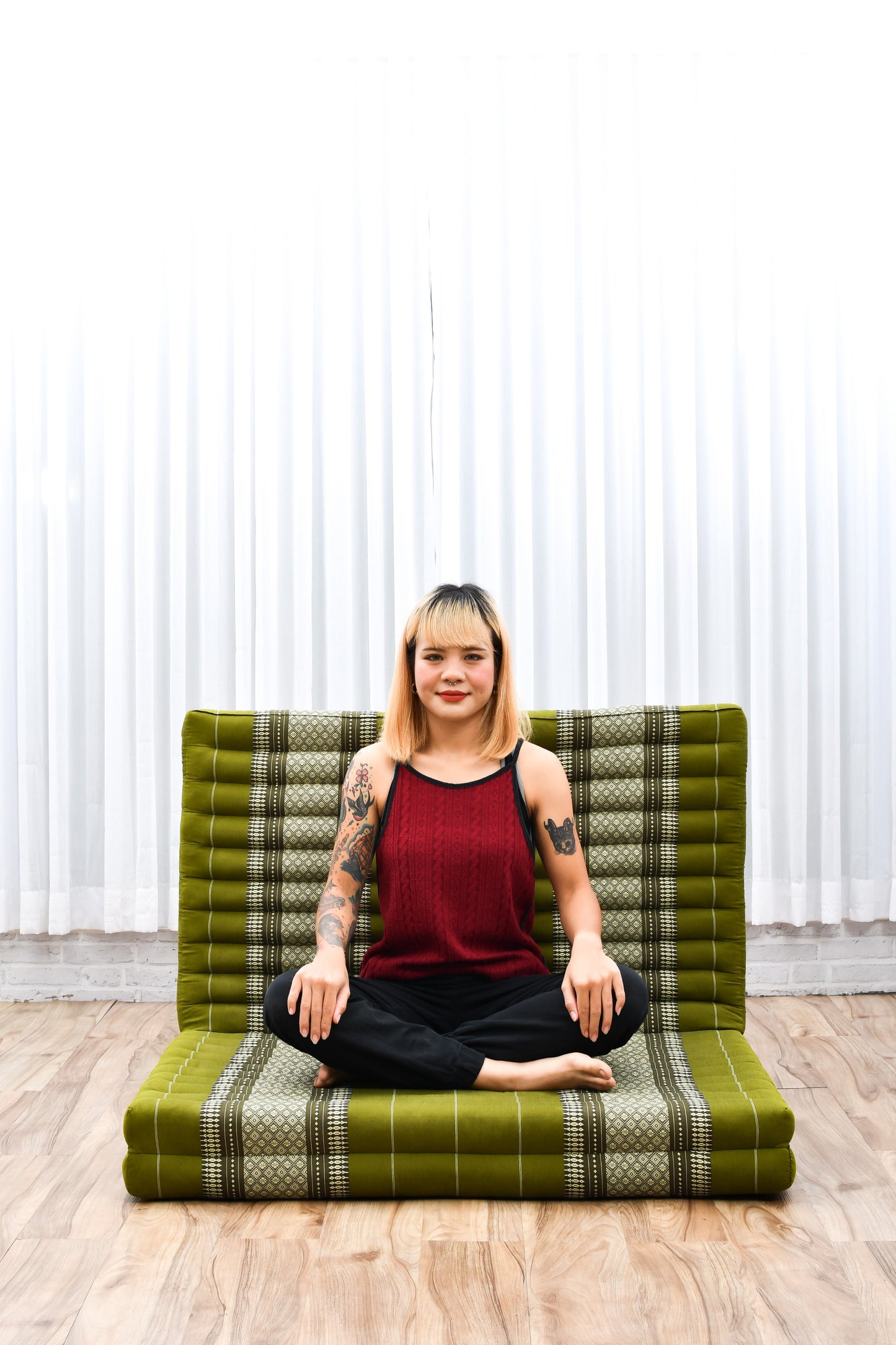 Kapok Folding Mattress – Thick Cotton Padded Guest Bed for Home, Sleeping & Mindfulness Corner, Sf17 - Green, L: 200x100 cm