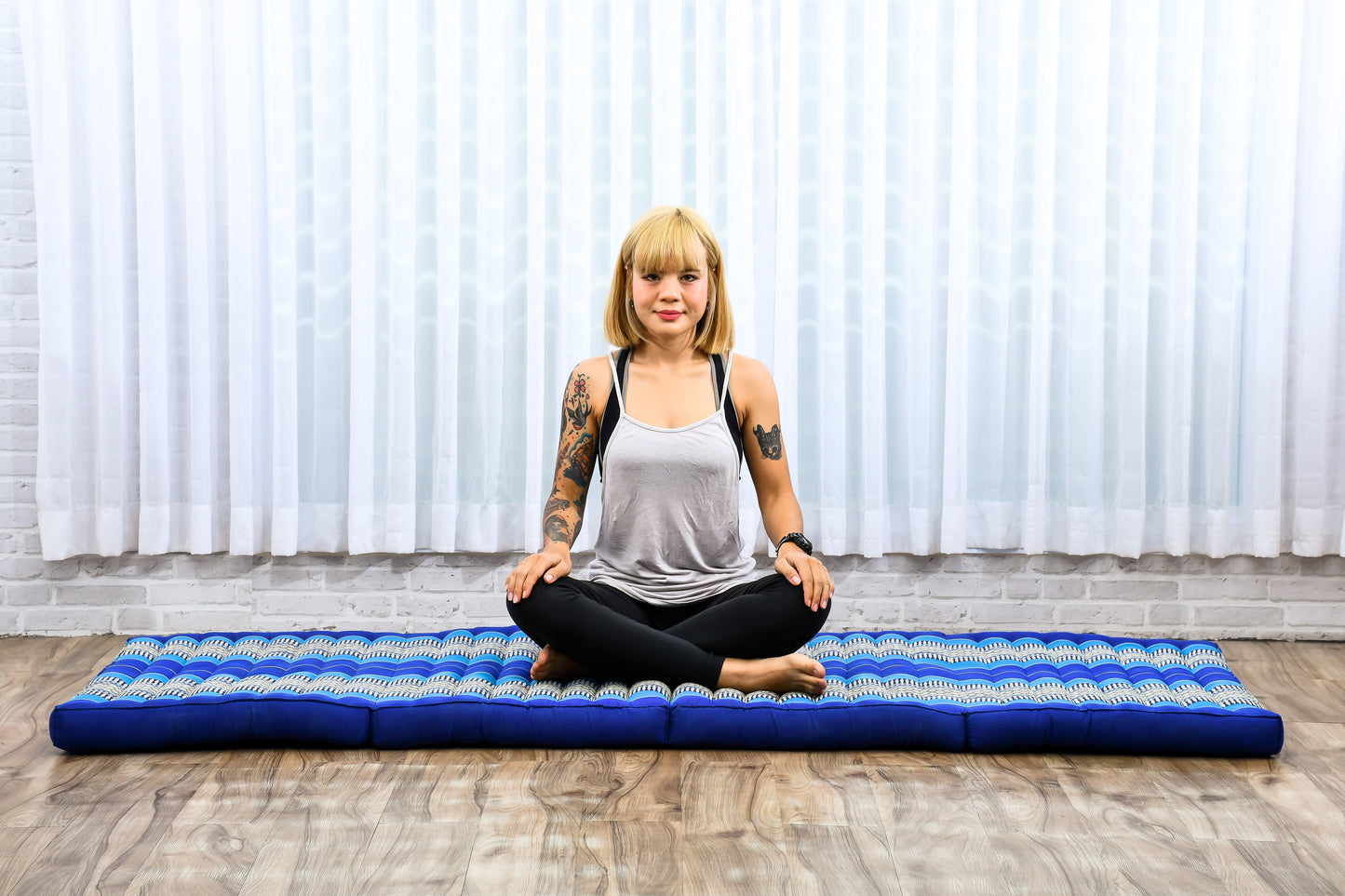 Kapok Folding Mattress – Thick Cotton Padded Guest Bed for Home, Sleeping & Mindfulness Corner, Sf28 - Blue, M: 200x70 cm