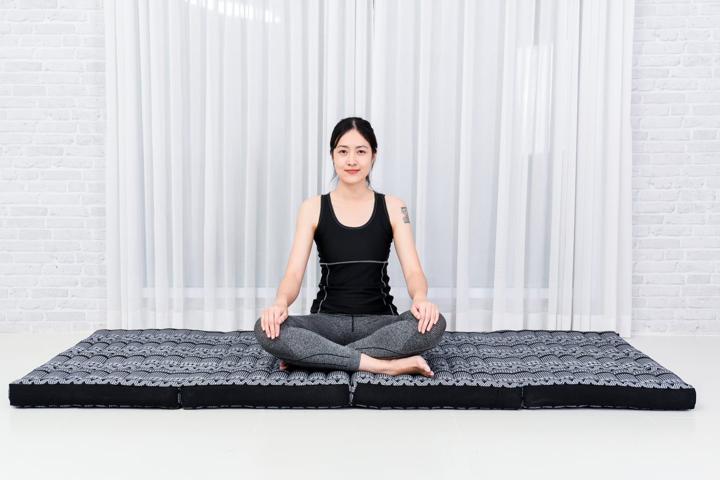 Kapok Folding Mattress – Thick Cotton Padded Guest Bed for Home, Sleeping & Mindfulness Corner, Cbt3 - Black, M: 200x70 cm