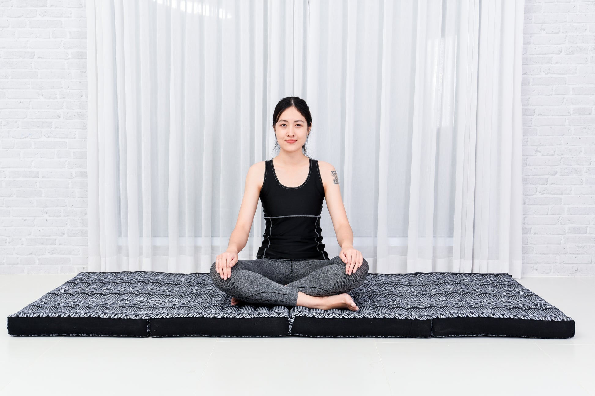 Kapok Folding Mattress – Thick Cotton Padded Guest Bed for Home, Sleeping & Mindfulness Corner, Cbt3 - Black, M: 200x70 cm