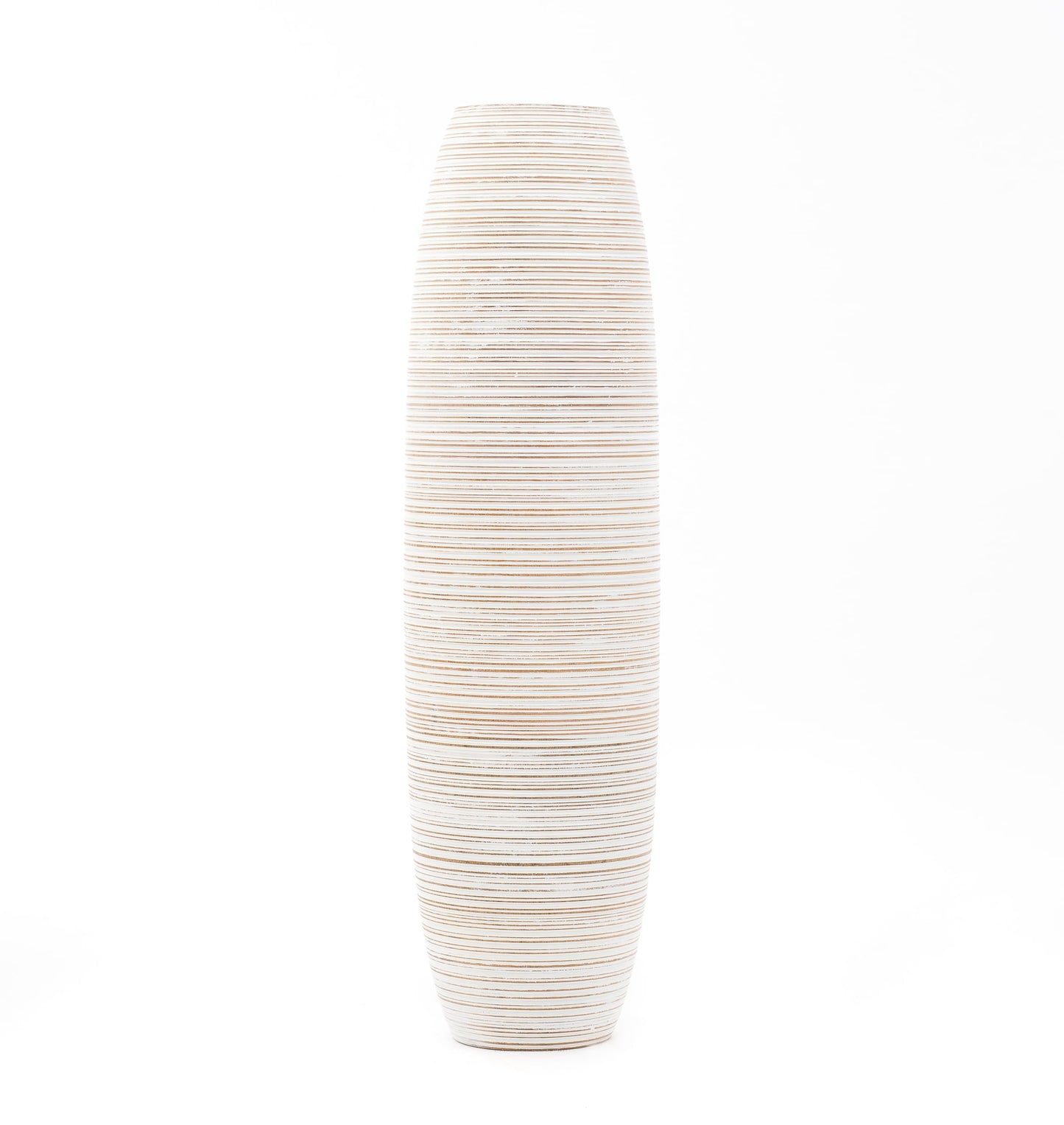 Gran jarrón de suelo de madera de mango – Obra decorativa artesanal de Tailandia