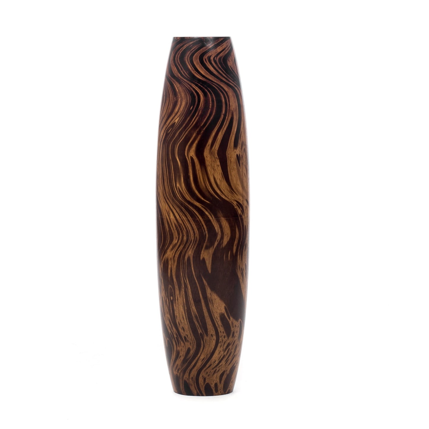 Gran jarrón de suelo de madera de mango – Obra decorativa artesanal de Tailandia