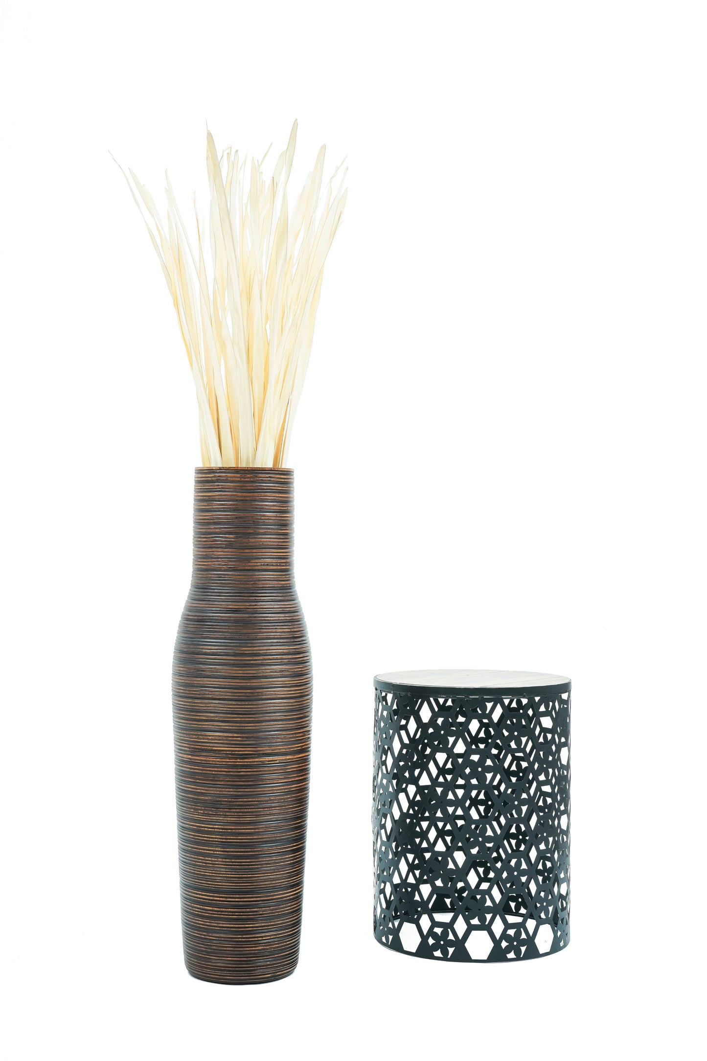 Large Mango Wood Floor Vase – Handcrafted Decorative Highlight from Thailand, 85 cm