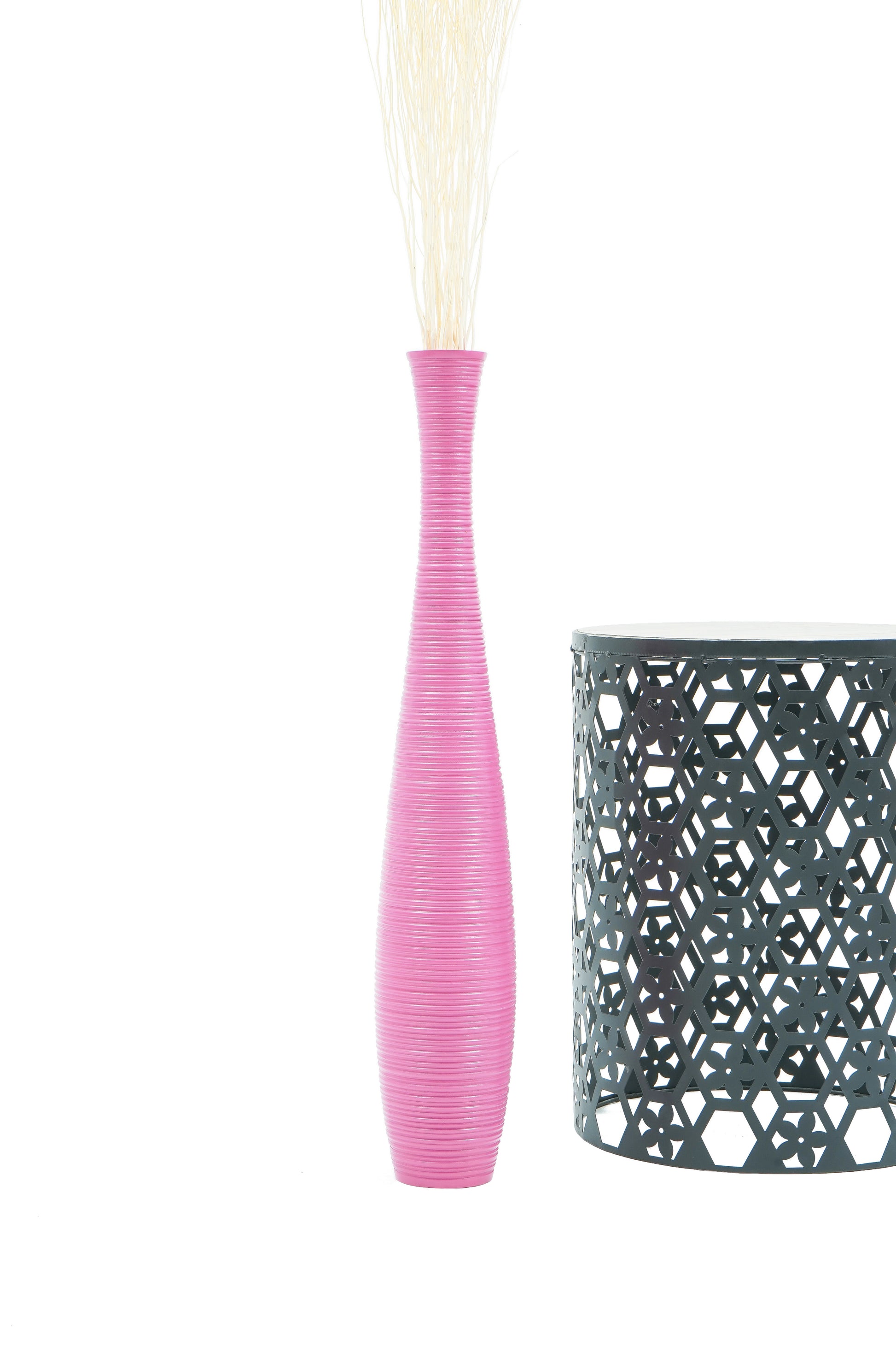 Large Mango Wood Floor Vase – Handcrafted Decorative Highlight from Thailand, 65 cm