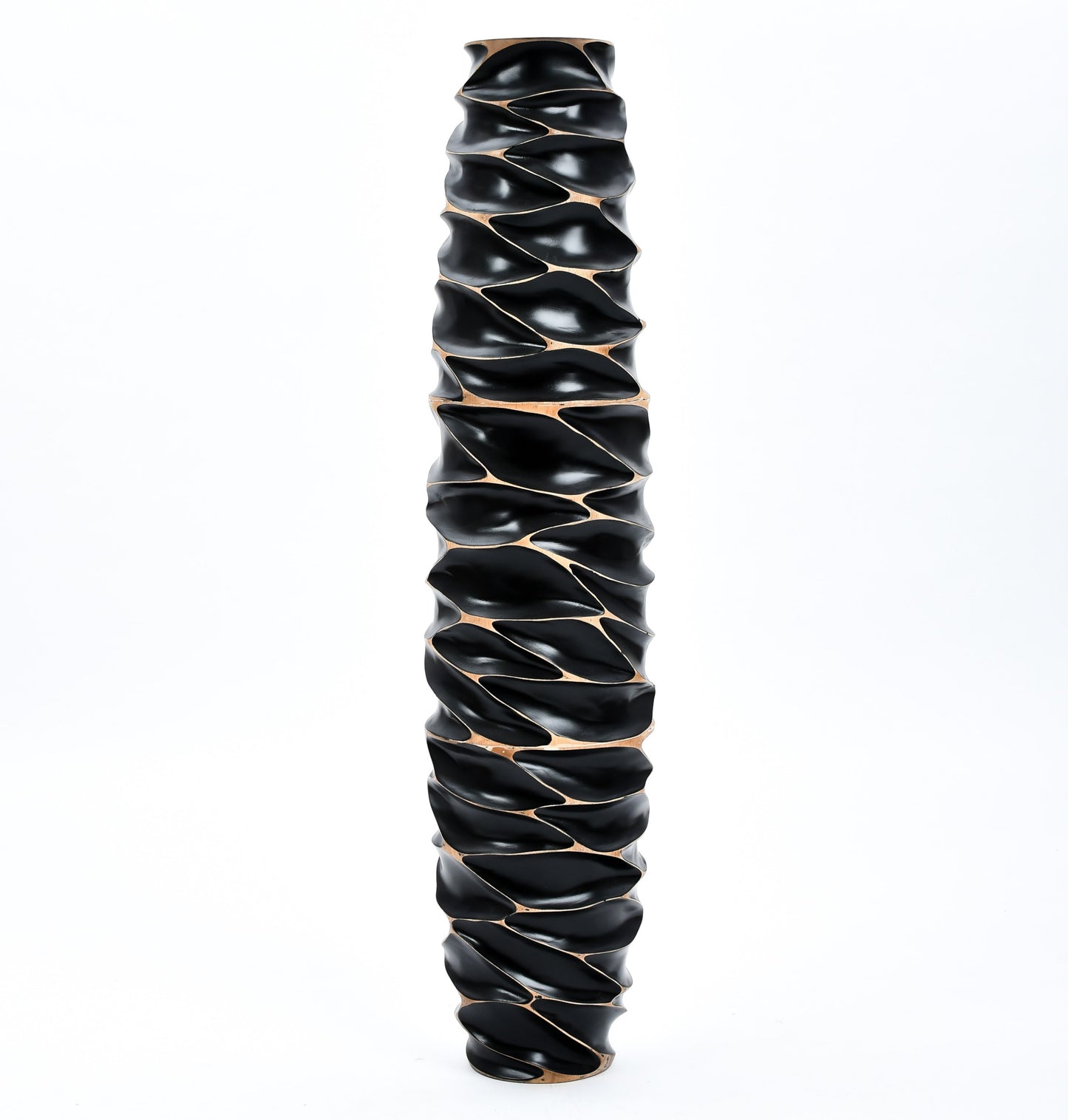 Large Mango Wood Floor Vase – Handcrafted Decorative Highlight from Thailand, black, 105 cm