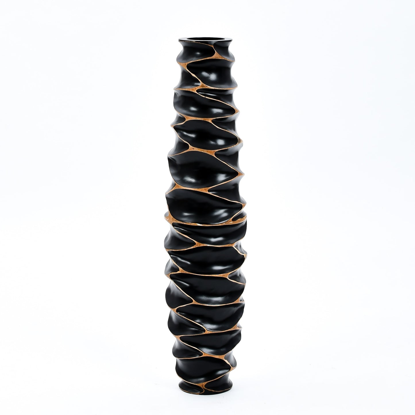 Large Mango Wood Floor Vase – Handcrafted Decorative Highlight from Thailand, 65 cm