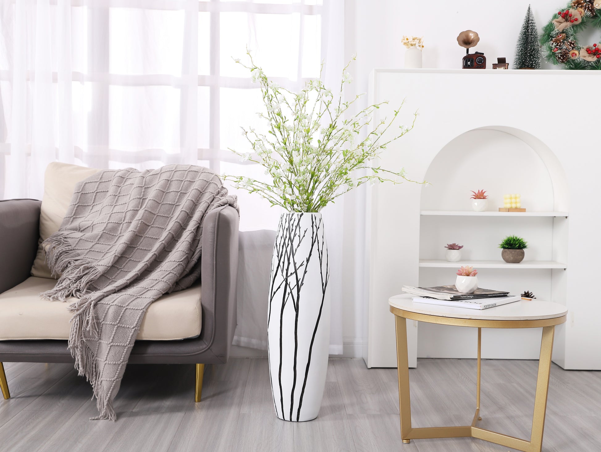 Large Resin Floor Vase – Stylish Waterproof Vase for Fresh & Dried Flowers, 65 cm