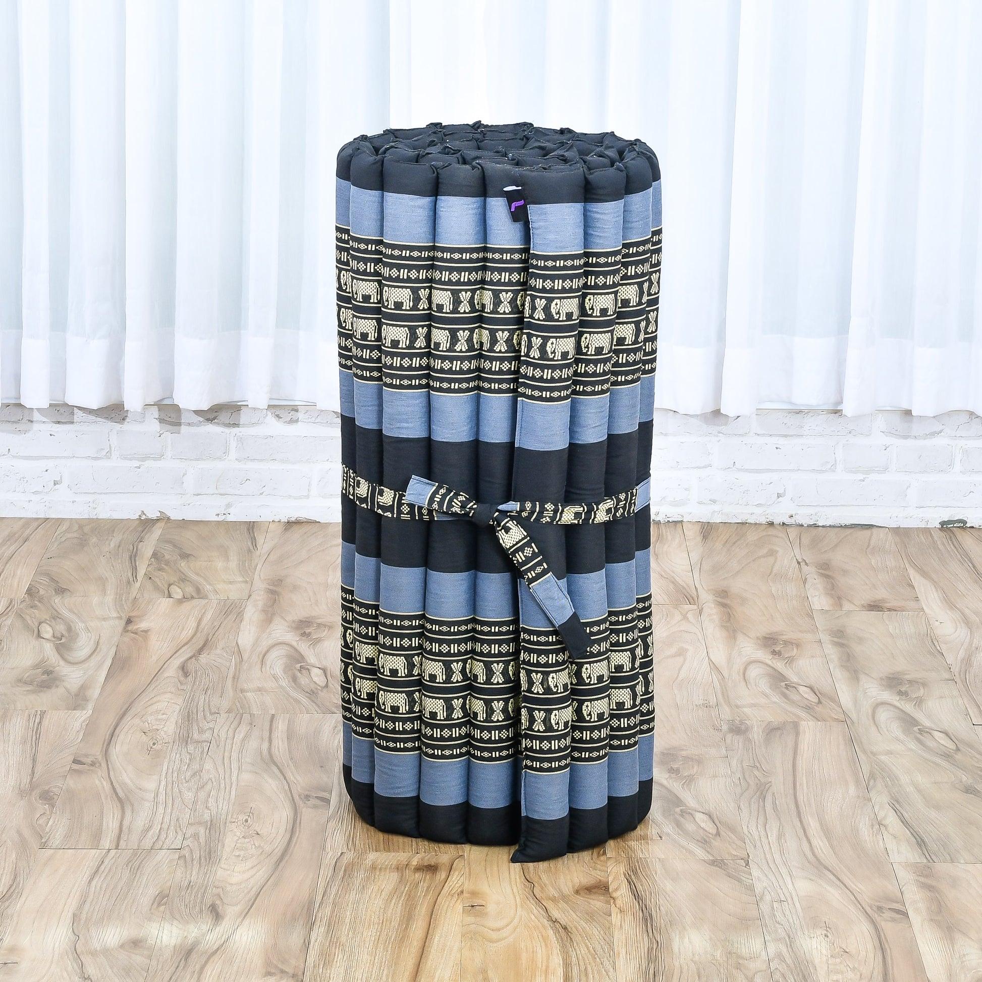 Kapok Roll-Up Mattress – Foldable Sleeping & Relax Mat with Cotton Cover for Home & Outdoor Use, Sf15 - Blue, M: 190x70 cm