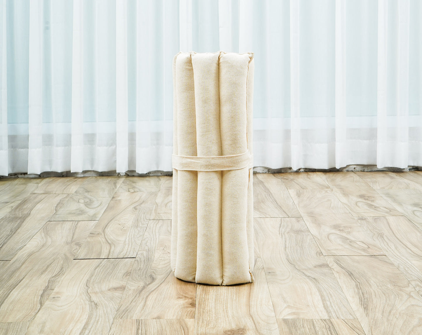 Compact Meditation Cushion Set Made of Kapok – Small Zabuton & Zafu with Cotton Cover, Cl01 - Ecru