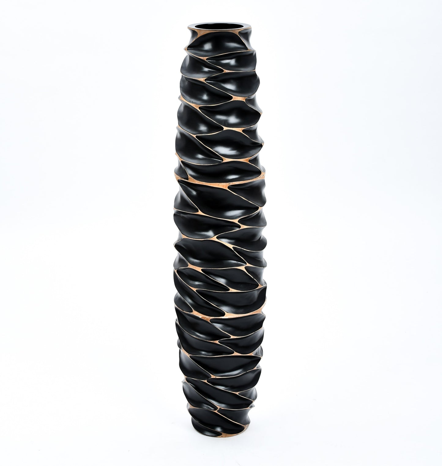 Gran jarrón de suelo de madera de mango – Obra decorativa artesanal de Tailandia