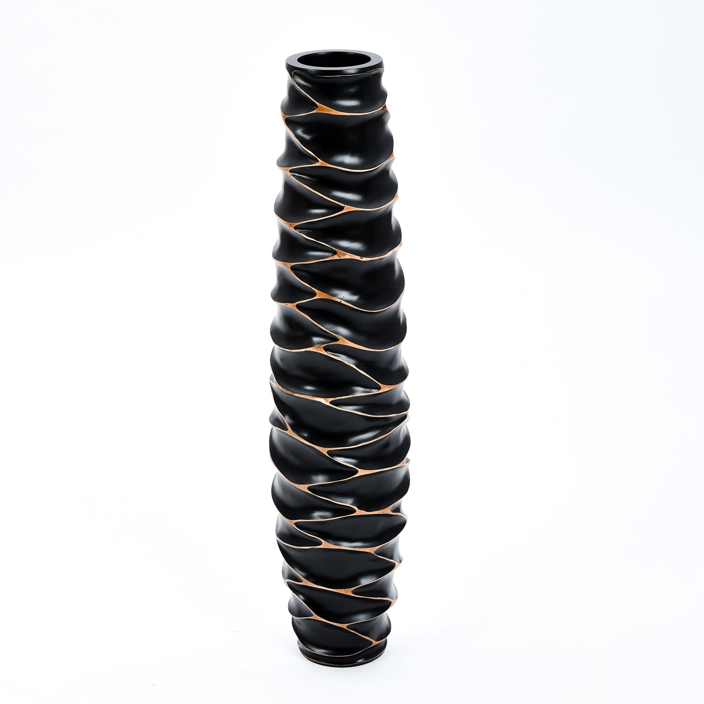 Large Mango Wood Floor Vase – Handcrafted Decorative Highlight from Thailand, black, 85 cm