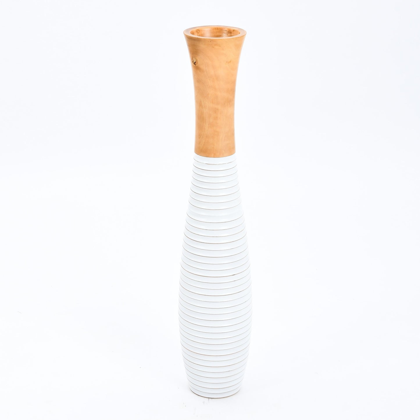 Gran jarrón de suelo de madera de mango – Obra decorativa artesanal de Tailandia