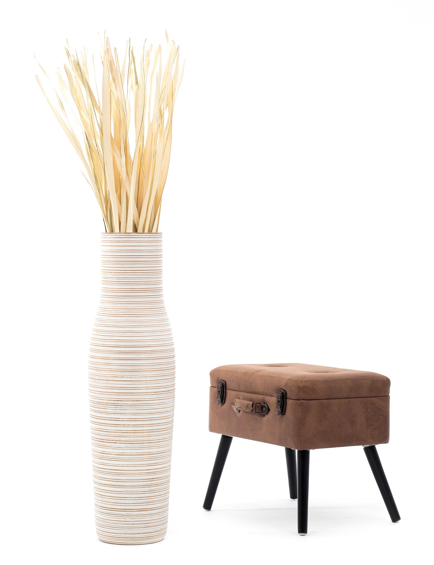 Large Mango Wood Floor Vase – Handcrafted Decorative Highlight from Thailand, 85 cm