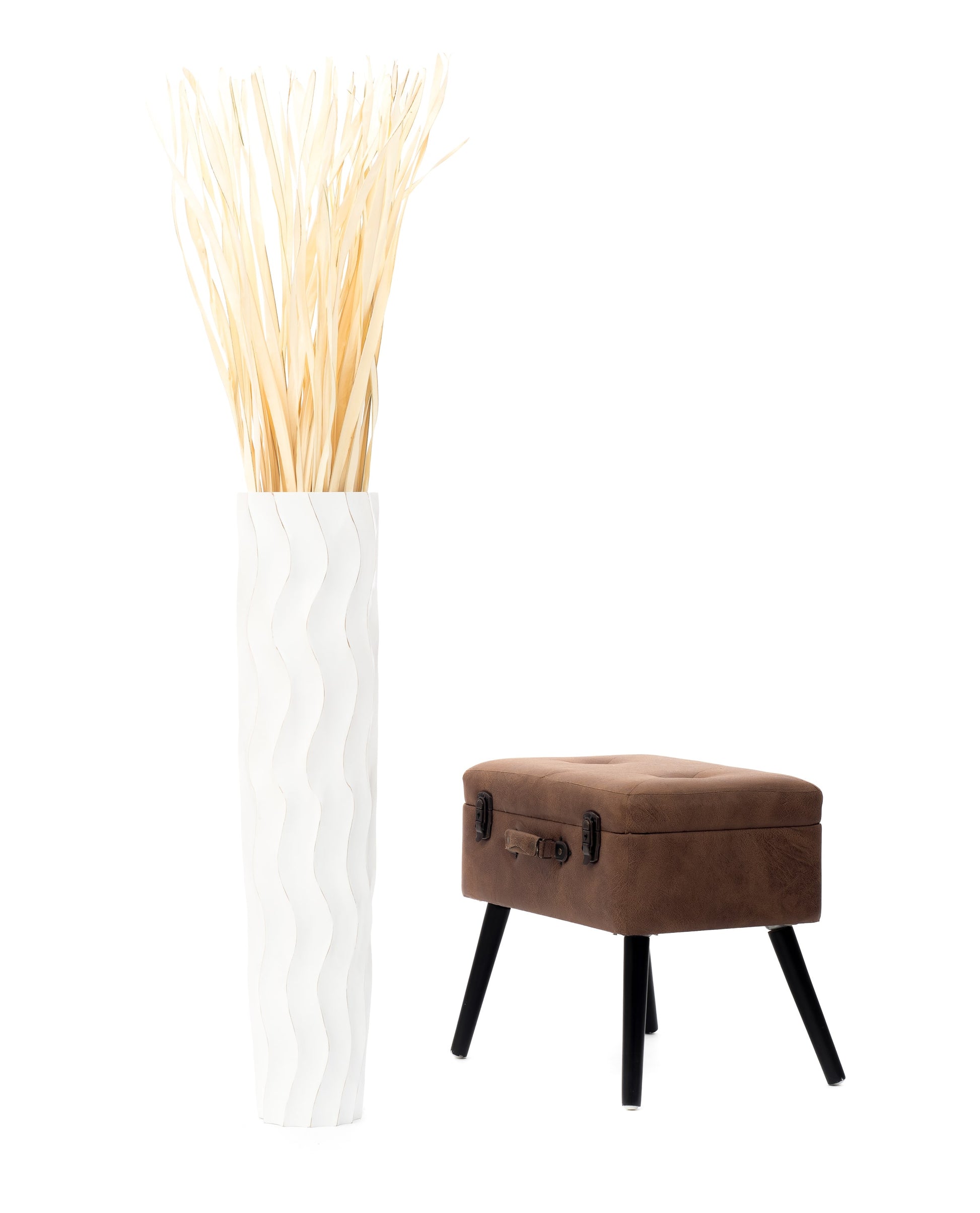 Large Mango Wood Floor Vase – Handcrafted Decorative Highlight from Thailand, 85 cm