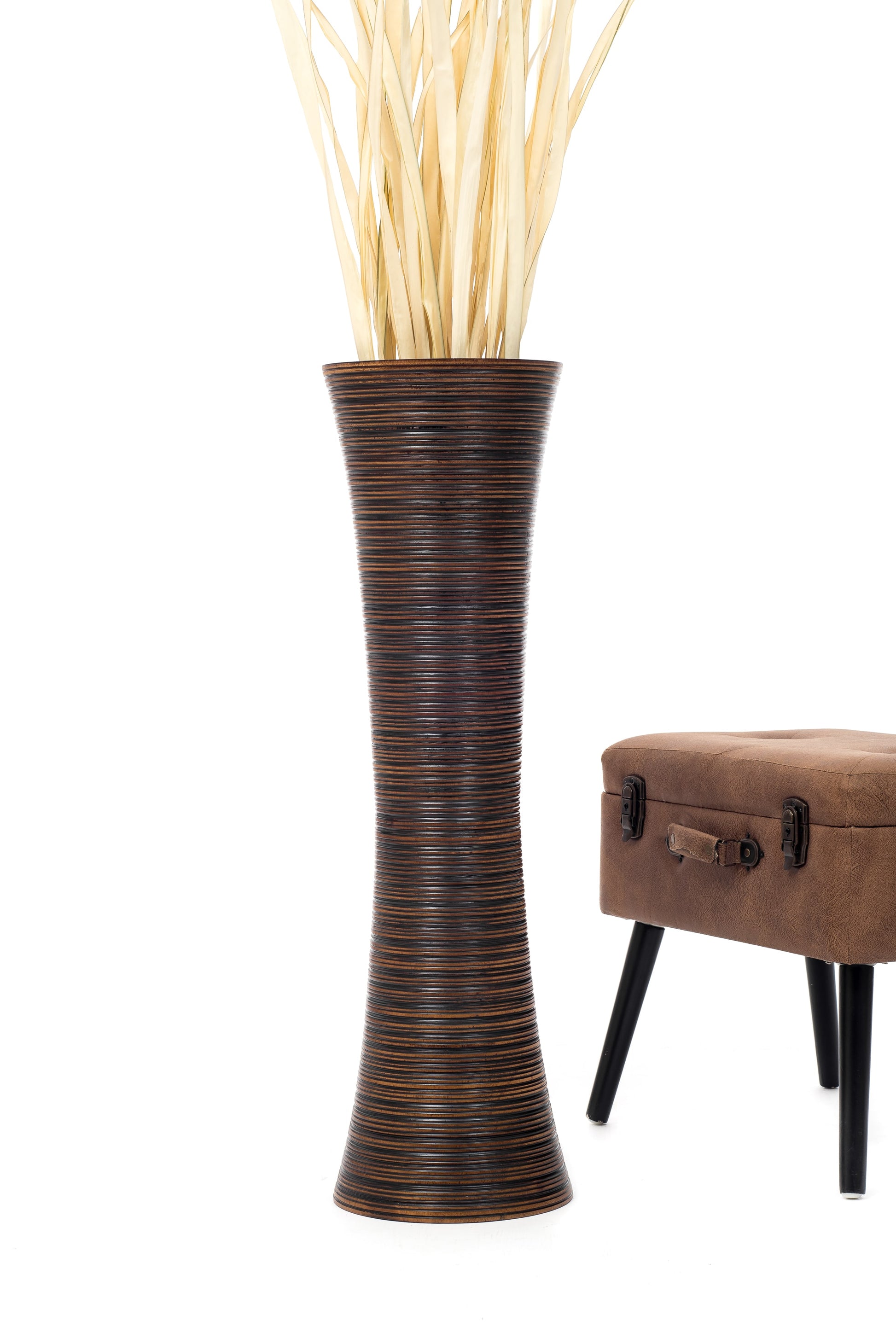 Large Mango Wood Floor Vase – Handcrafted Decorative Highlight from Thailand, 85 cm