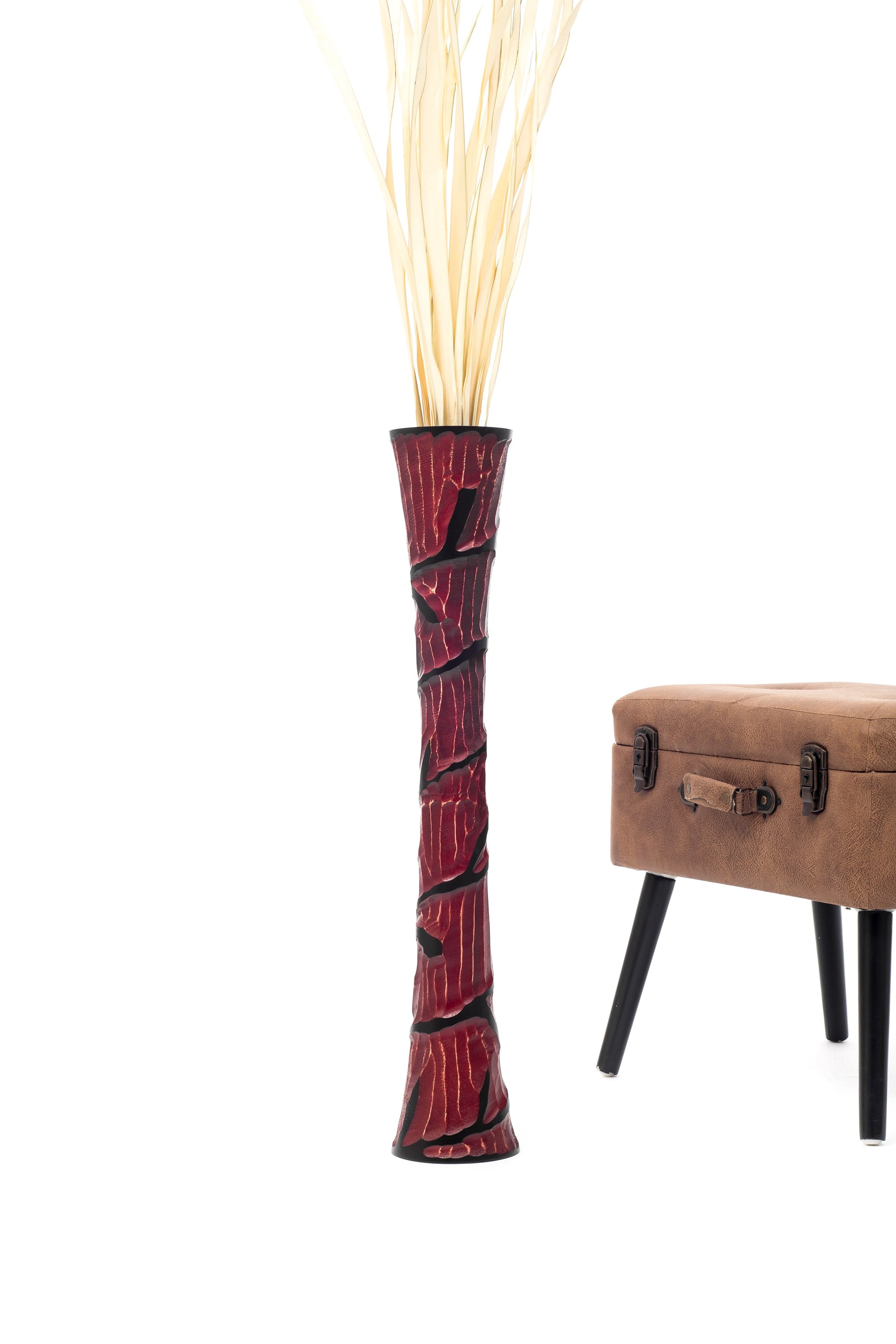 Large Mango Wood Floor Vase – Handcrafted Decorative Highlight from Thailand, 65 cm