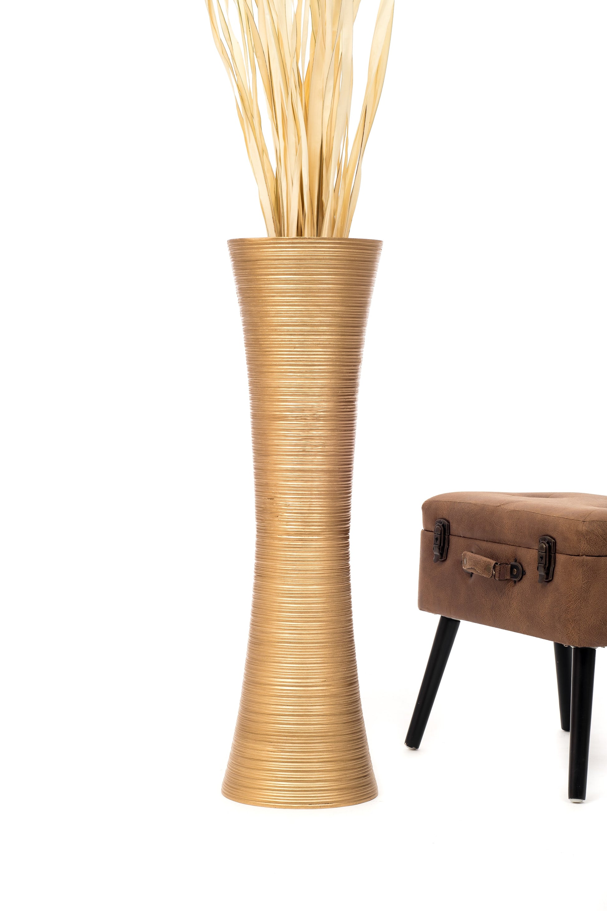 Large Mango Wood Floor Vase – Handcrafted Decorative Highlight from Thailand, 85 cm
