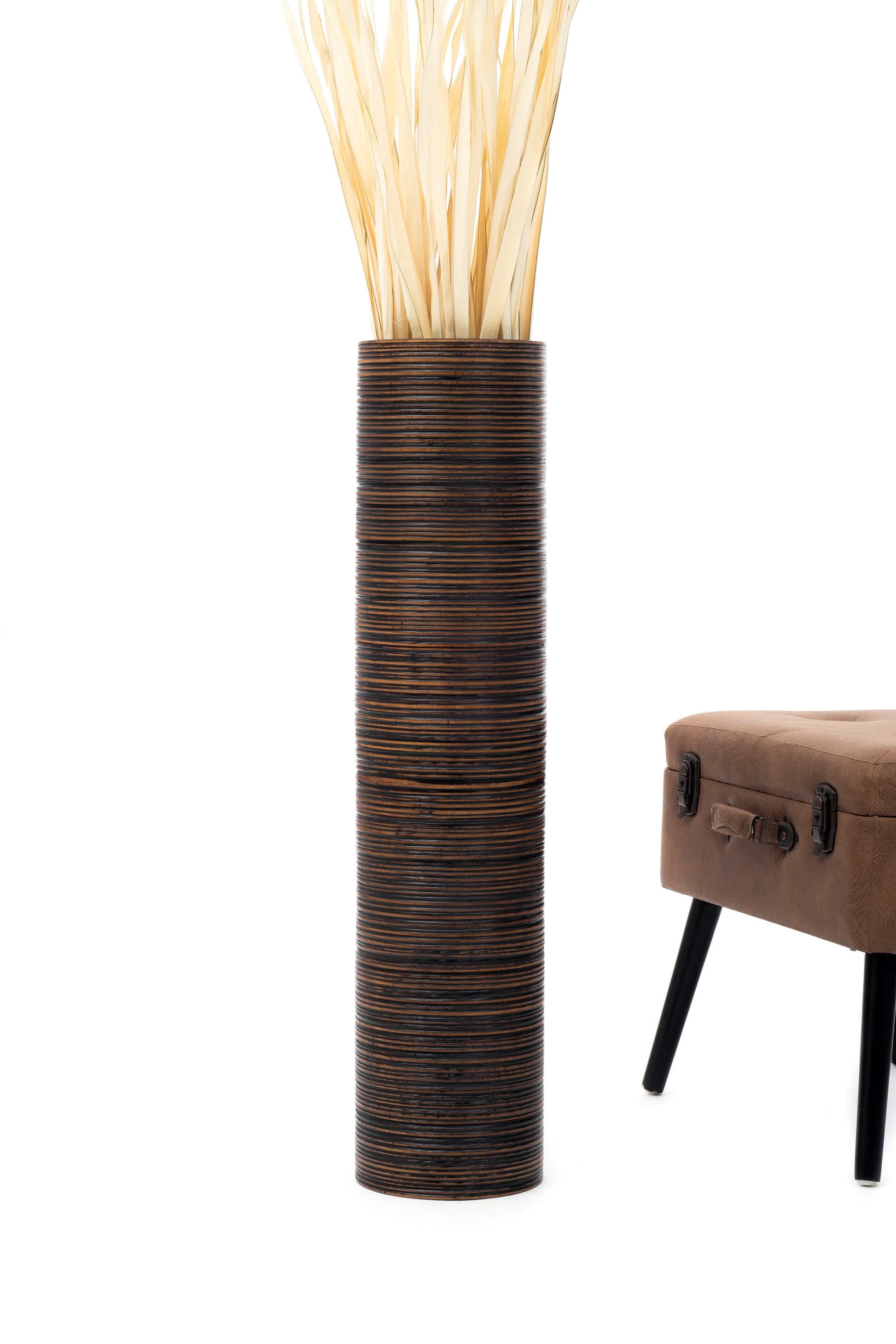 Large Mango Wood Floor Vase – Handcrafted Decorative Highlight from Thailand, 85 cm