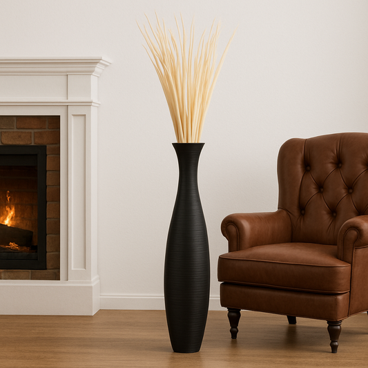 Large Mango Wood Floor Vase – Handcrafted Decorative Highlight from Thailand, 105 cm