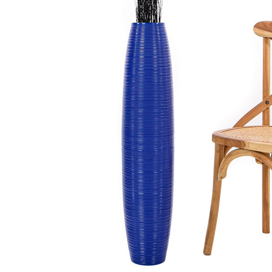 Large Mango Wood Floor Vase – Handcrafted Decorative Highlight from Thailand, blue, 85 cm