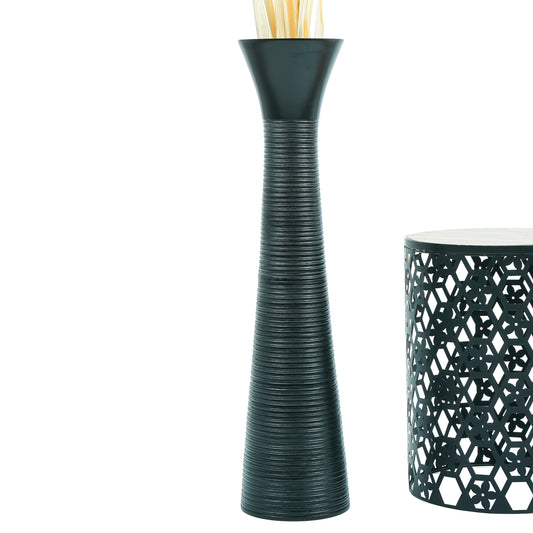 Large Mango Wood Floor Vase – Handcrafted Decorative Highlight from Thailand, black, 85 cm