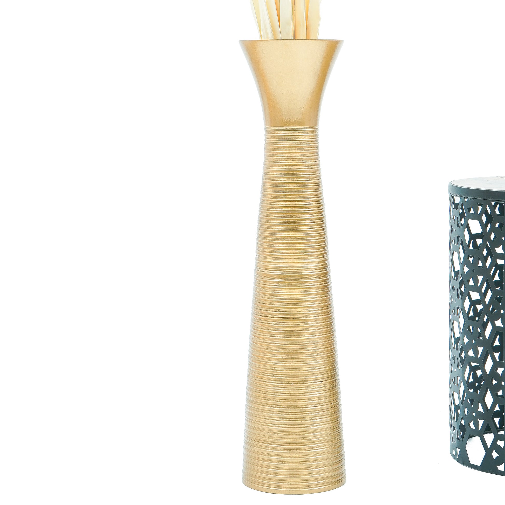 Large Mango Wood Floor Vase – Handcrafted Decorative Highlight from Thailand, 65 cm