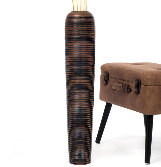 Large Mango Wood Floor Vase – Handcrafted Decorative Highlight from Thailand, brown, 85 cm