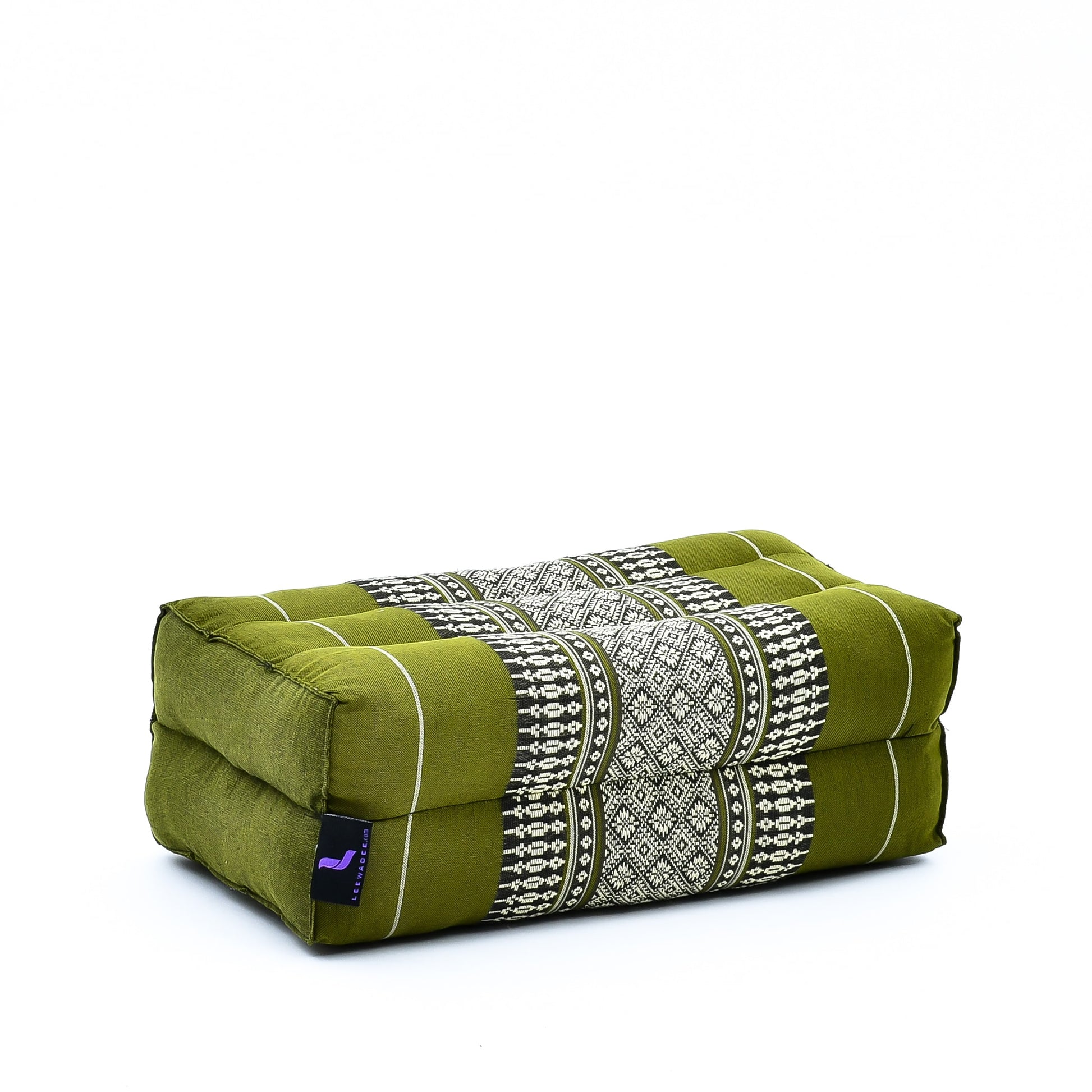 Kapok Yoga Block Cushions – 2-Piece Set of Firm Meditation & Yoga Cushions with Cotton Cover, Sf17 - Green