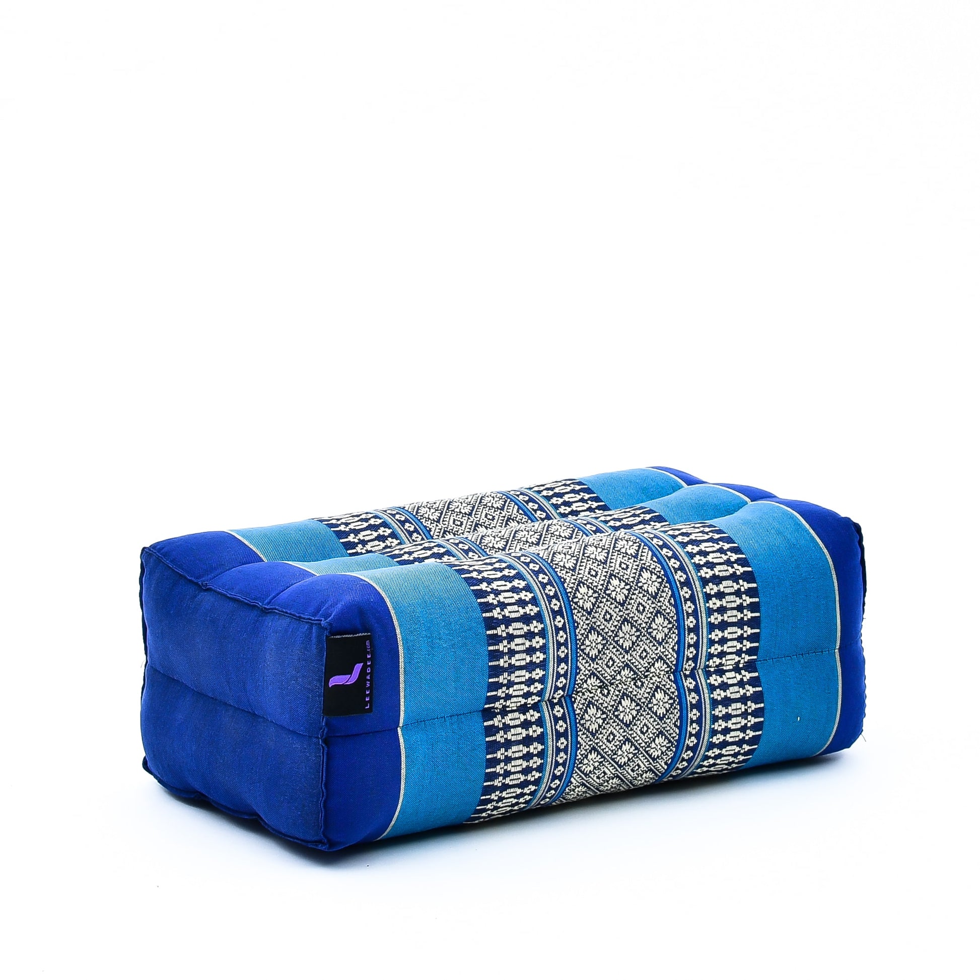 Kapok Yoga Block Cushions – 2-Piece Set of Firm Meditation & Yoga Cushions with Cotton Cover, Sf28 - Blue