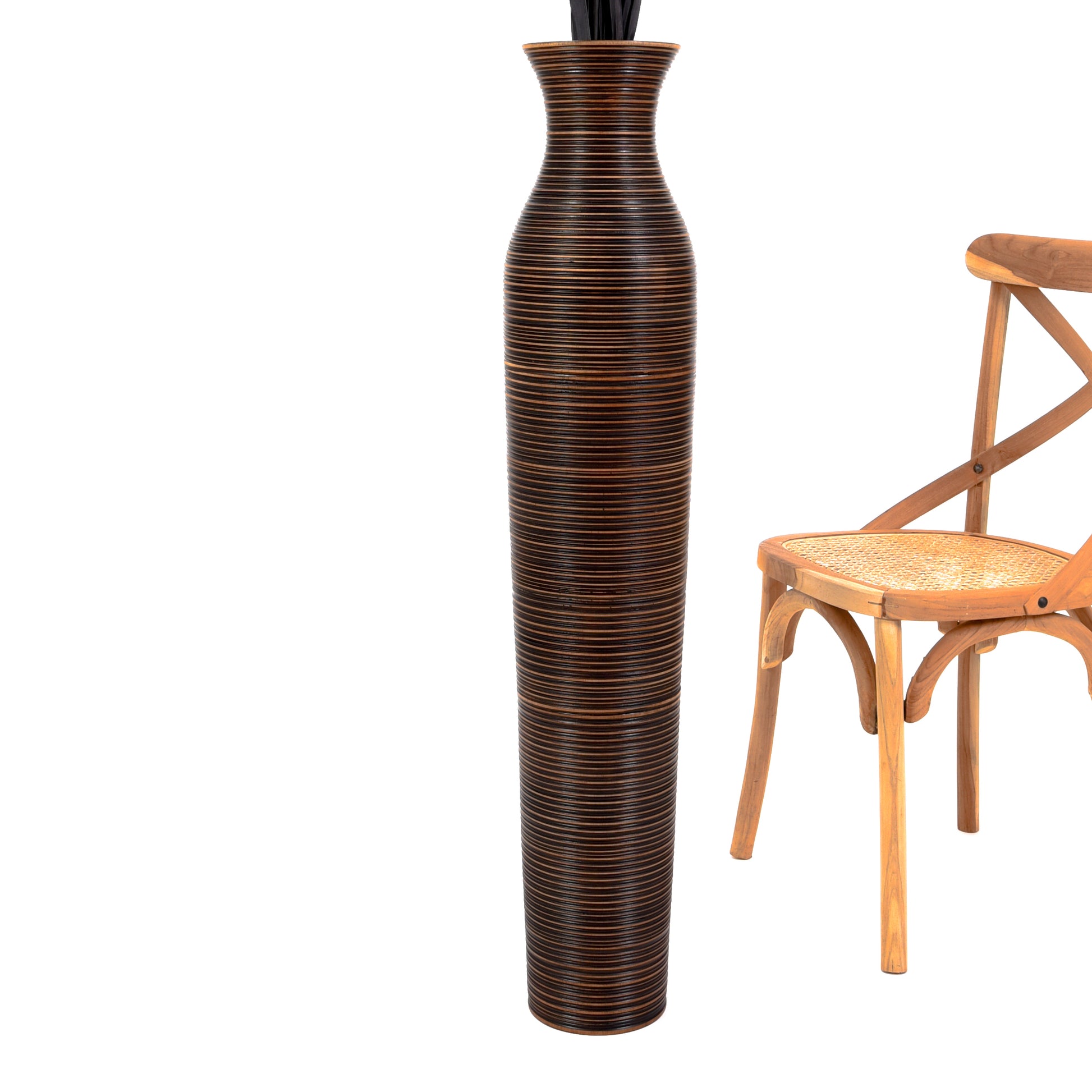 Large Mango Wood Floor Vase – Handcrafted Decorative Highlight from Thailand, 105 cm