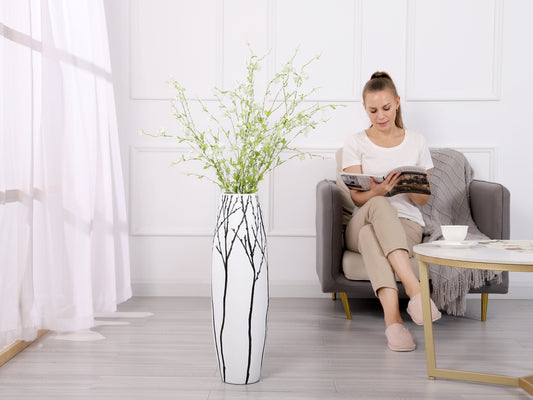 Large Resin Floor Vase – Stylish Waterproof Vase for Fresh & Dried Flowers, white, 65 cm