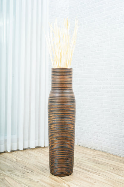 Large Mango Wood Floor Vase – Handcrafted Decorative Highlight from Thailand, brown, 105 cm