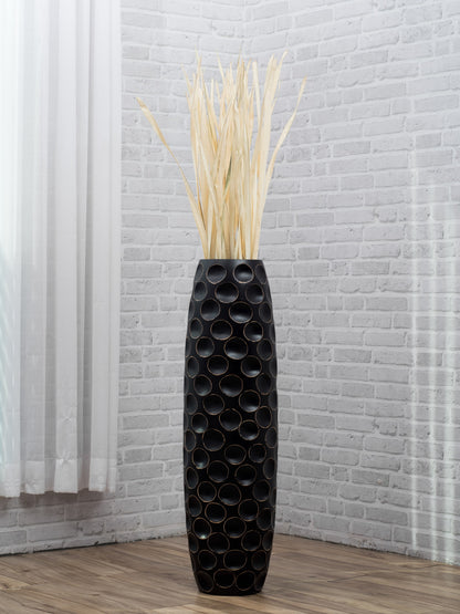 Large Mango Wood Floor Vase – Handcrafted Decorative Highlight from Thailand, 85 cm