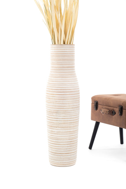 Large Mango Wood Floor Vase – Handcrafted Decorative Highlight from Thailand, 85 cm