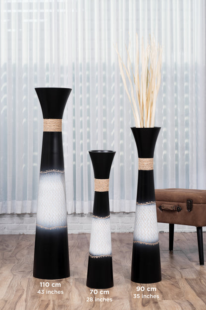 Large Mango Wood Floor Vase – Handcrafted Decorative Highlight from Thailand, 85 cm