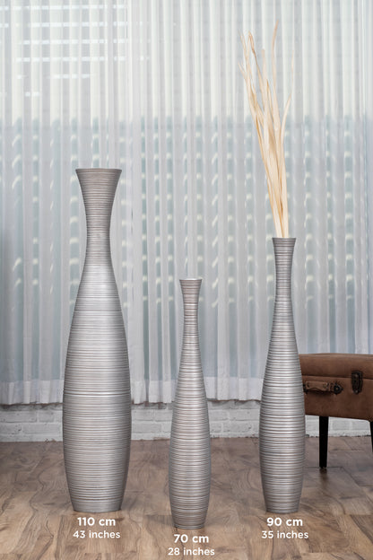Large Mango Wood Floor Vase – Handcrafted Decorative Highlight from Thailand, 105 cm